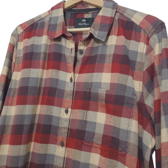 Wind River | Soft Checkered Flannel Button Front Shirt Roll Tab Sleeves - Picture 2 of 7